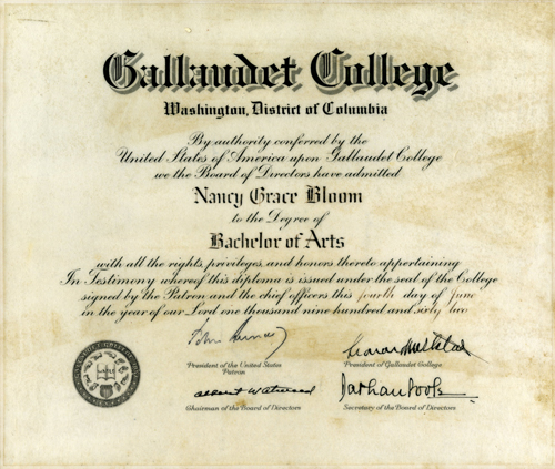 Nancy Bloom Diploma