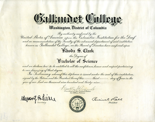 Rhoda S. Clark Diploma