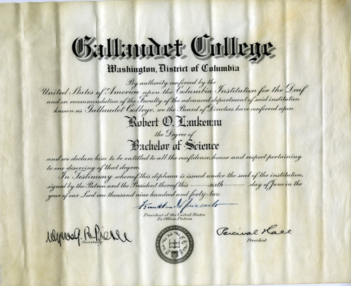 Robert Lankenau Diploma