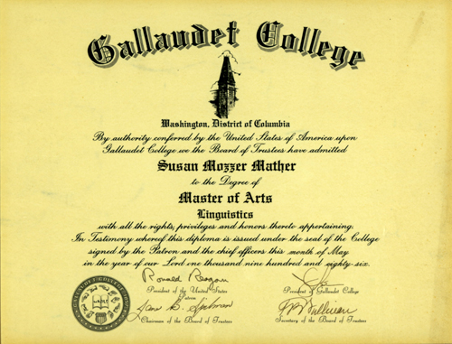 Susan Mozzer Mather Diploma