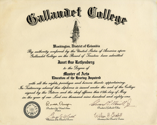 Janet Sue Rothenberg Diploma