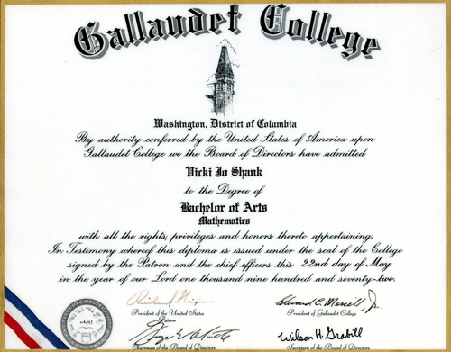 Vicki Jo Shank Diploma