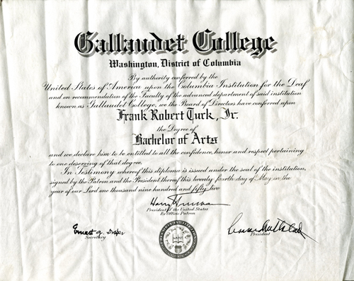 Frank Turk, Jr. Diploma